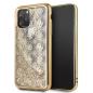 Preview: Guess iPHONE 11 PRO Gold Hartschalen Case Schutzhülle mit 4G Peony Liquid Glitter