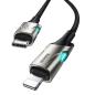 Preview: Baseus Nylon USB-C - Lightning Kabel Power Delivery 18 W 1m 480 Mbps LED-Licht