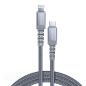 Preview: Dux Ducis Space MFI zertifiziertes Nylon Ladekabel USB Type C PD 18W / Lightning 1m 3A grau