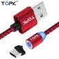 Preview: TOPK Mikro USB LED Magnet Ladekabel & Magnet Plug 1m rot