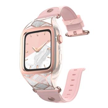 i-Blason 2in1 Luxus Cosmo Gehäuse Hülle Band für Apple Watch 44mm Marmor rosa
