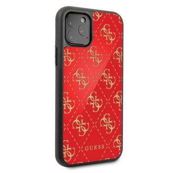 GUESS 4G Double Layer Glitter Hard Case Hülle für iPhone 11 Rot