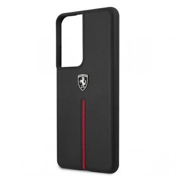 Ferrari Hardcase Schutzhülle Off Track Leder Nylonstreifen für S21 Ultra schwarz