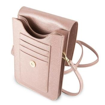 Guess Stilvolle Luxus Handtasche Tasche mit Innentaschen Fächer Pink Saffiano