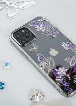 Kingxbar Butterfly Schutzhülle mit Swarovski-Kristallen iPhone 12 Pro Max Lila