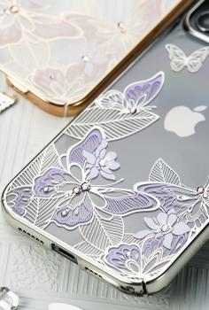 Kingxbar Butterfly Schutzhülle mit Swarovski-Kristallen iPhone 12 Pro Max Lila