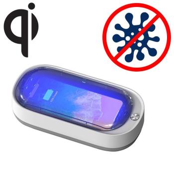 UV-Sterilisator zur Desinfektion von Smartphone integr. Qi Ladegerät 15W weiss