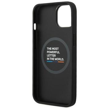 BMW Tricolor Leder Hardcase MagSafe Schutzhülle für iPhone 14 6,1“ schwarz