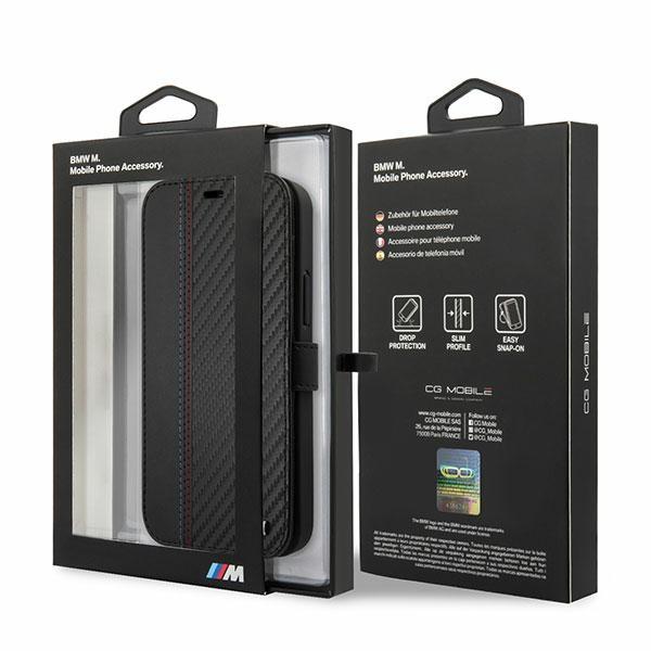 BMW Etui Luxus Book Case M Collection Carbon Stripe iPhone 12 mini schwarz