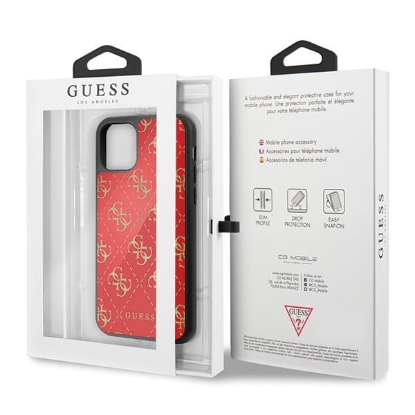 GUESS 4G Double Layer Glitter Hard Case Hülle für iPhone 11 Rot