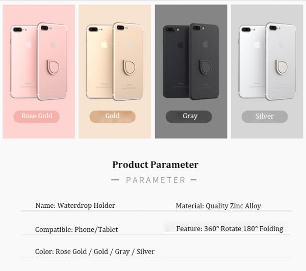 Metall Fingerring, Water Drops Halter, 360°, für Smartphones, iPhones, Tablets