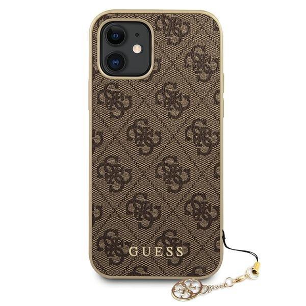 Guess Luxus Schutzhülle Back Case iPhone 12 mini 4G Charms Collection braun