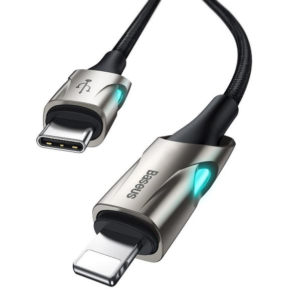 Baseus Nylon USB-C - Lightning Kabel Power Delivery 18 W 1m 480 Mbps LED-Licht