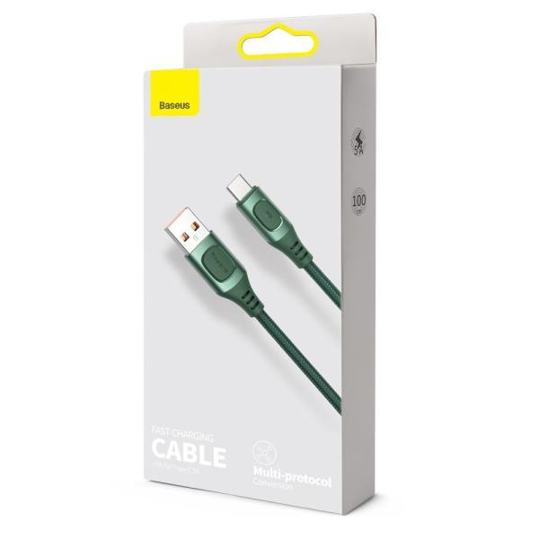Baseus USB-USB Typ-C Kabel Ladekabel Datenkabel 5A Quick Charge Power 1m grün