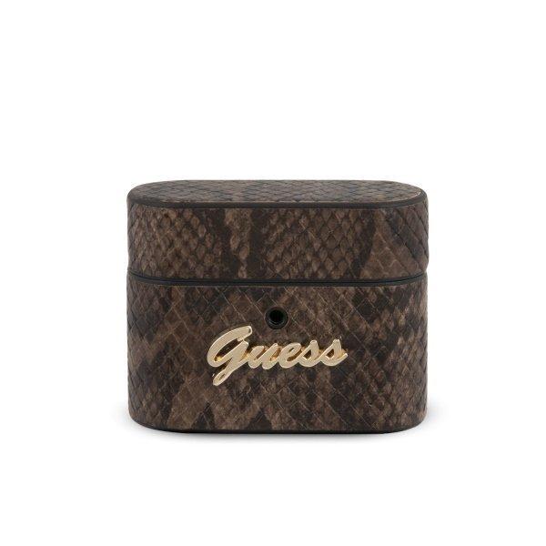 GUESS Luxus Case Cover Python Kollektion für Apple AirPods Pro Braun