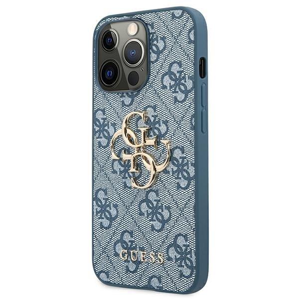 Guess 4G elegante Luxus Schutzhülle für iPhone 13 Pro Max 6.7" blau Metall Logo