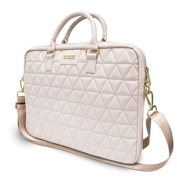 GUESS Luxus Laptop Bag Tasche Damentasche - Quilted bis 16“ Zoll Pink