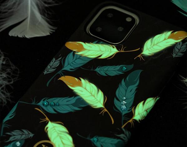 Kingxbar Forest Leuchtende Schutzhülle Swarovski-Kristallen iPhone 11 Federn