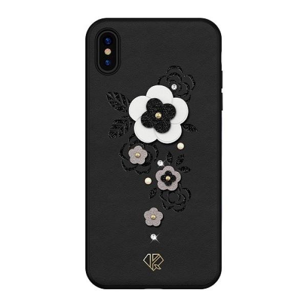 Kingxbar Petal Schutzhülle mit original Swarovski-Kristallen für iPhone XS/X schwarz