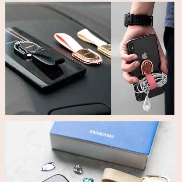 Kingxbar Princess Series Ring, Swarovski Kristalle, Halterung für Smartphones schwarz Gold