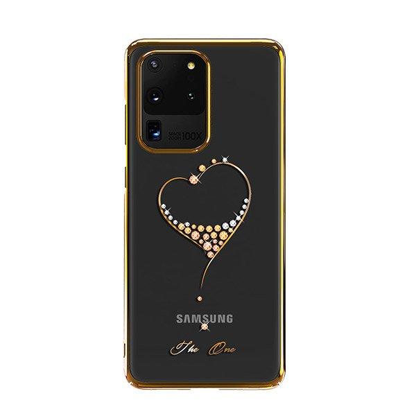 Kingxbar Wish Schutzhülle original Swarovski-Kristalle Galaxy S20 Ultra gold schwarz