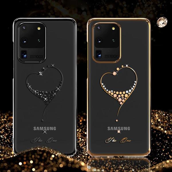 Kingxbar Wish Schutzhülle original Swarovski-Kristalle Galaxy S20 Ultra gold schwarz