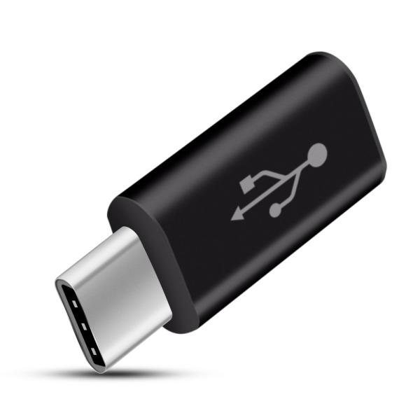 Micro USB zu USB Type C Adapter Datentransfer schnelles Laden schwarz