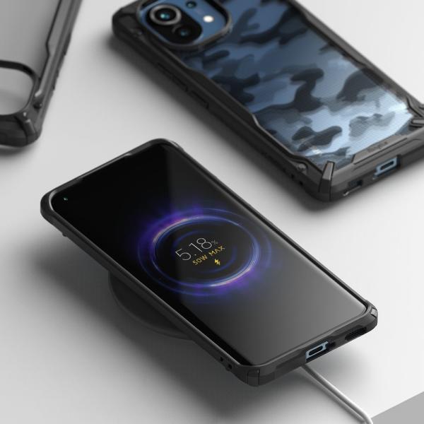 Ringke Fusion X Robuste Schutzhülle mit TPU Rahmen für Xiaomi Mi 11 camo schwarz
