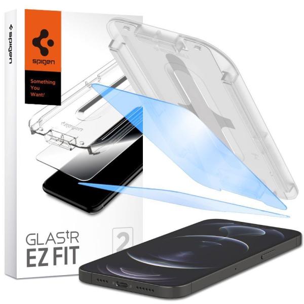 2x Spigen Glass.Tr ”EZ Fit” ANTIBLUE gehärtetes Schutzglas iPhone 13 Pro Max