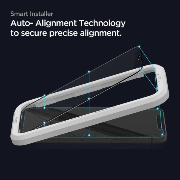 2 x Spigen Displayschutz Glass FC AlignMaster für iPhone 12 / iPhone 12 Pro Schwarz