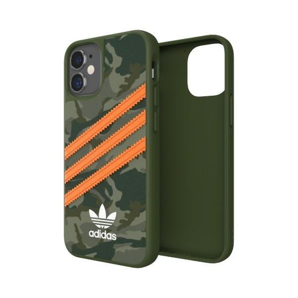 Adidas OR Moulded PU FW20 3 Streifen Snap Case Hülle iPhone 12 mini Camo grün