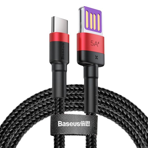 Baseus Cafule USB TypC Kabel 40W schnell laden 3A QC 3.0 1m rot schwarz