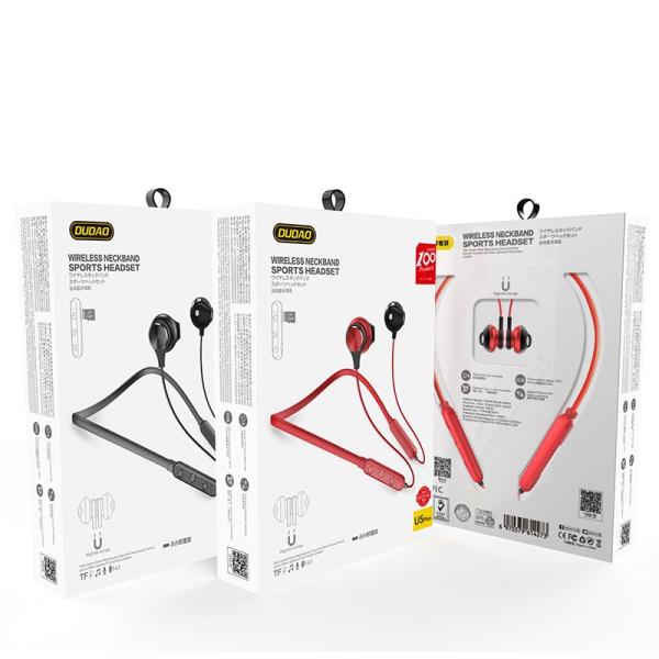 Dudao Nackenbügel Bluetooth-Kopfhörer Headset rot / schwarz (U5 Plus red/black)