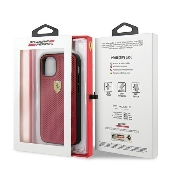 Ferrari rotes Hardcase Schutzhülle On Track Perforiert für iPhone 12 mini (5,4")
