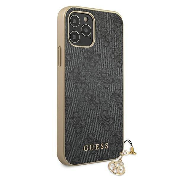 Guess Luxus Schutzhülle Back Case iPhone 12 / 12 Pro 4G Charms Collection grau